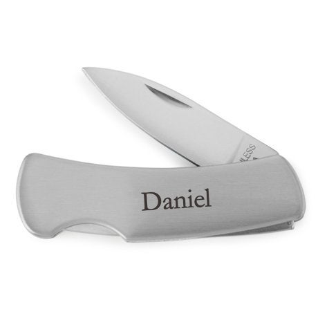 Personalized Stainless Steel Locking Blade Pocket Knife - Monogram Engraved