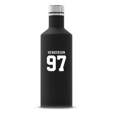 Personalized Black Stainless Steel Insulated Water Bottle - Sports Jersey Print