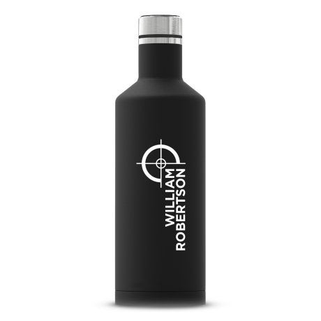 Personalized Black Stainless Steel Insulated Water Bottle - Hunting/Gaming Print