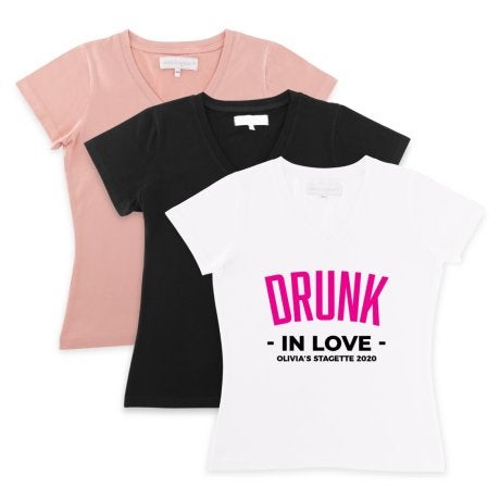 Personalized Bridal Party Wedding T-Shirt - Drunk In Love
