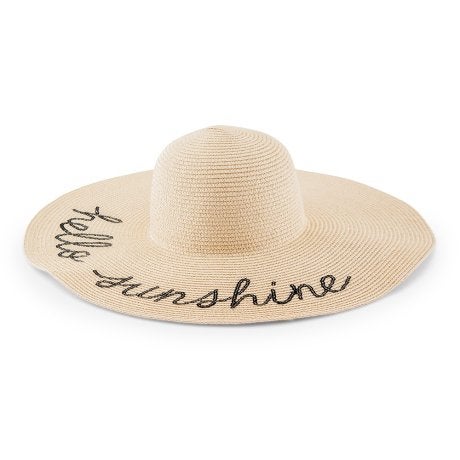 Women's Floppy Straw Sun Hat - Hello Sunshine
