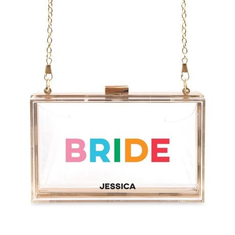 Personalized Acrylic Box Clutch - Color Block Bride