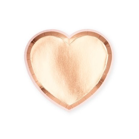 Small Heart Disposable Paper Party Plates - Rose Gold - Set Of 8