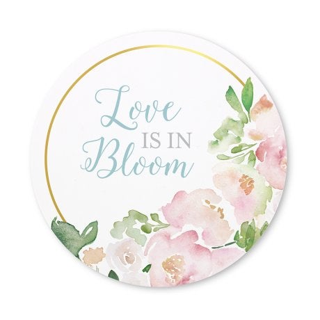 Round Paper Drink Coasters - Love In Bloom - Set Of 12