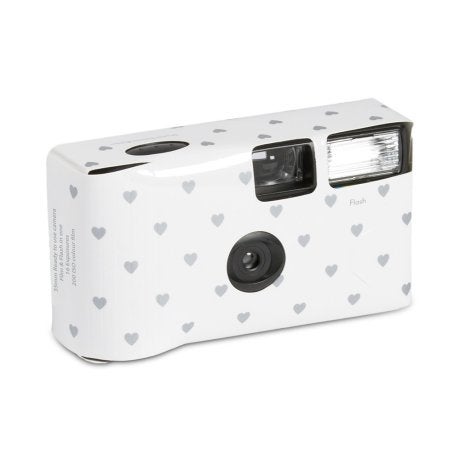 Disposable Camera With Flash - Silver Hearts