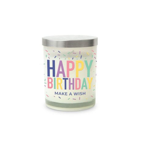 Personalized Glass Jar Gift Candle with Lid - Happy Birthday Sprinkles