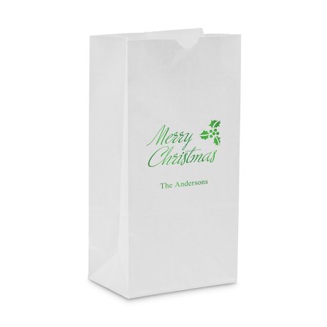 Merry Christmas Block Bottom Gusset Paper Goodie Bags