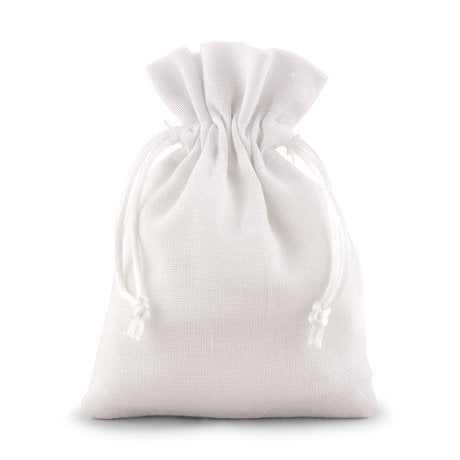 White Linen Drawstring Favor Bag (6)