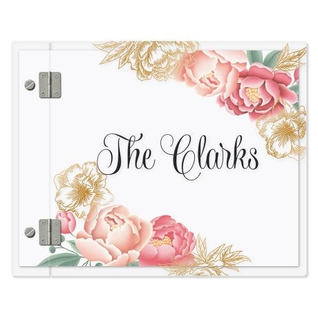 Personalized Clear Acrylic Wedding Guest Book - Modern Floral