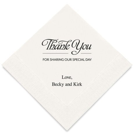 Personalized Foil Printed Paper Napkins - Thank You For Sharing