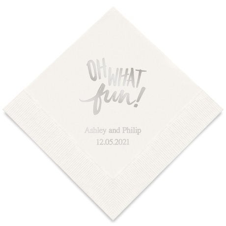 Personalized Foil Printed Paper Napkins - Oh What Fun!