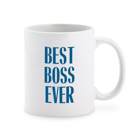 Custom White Ceramic Coffee Mug - Best Boss Ever Masculine Print