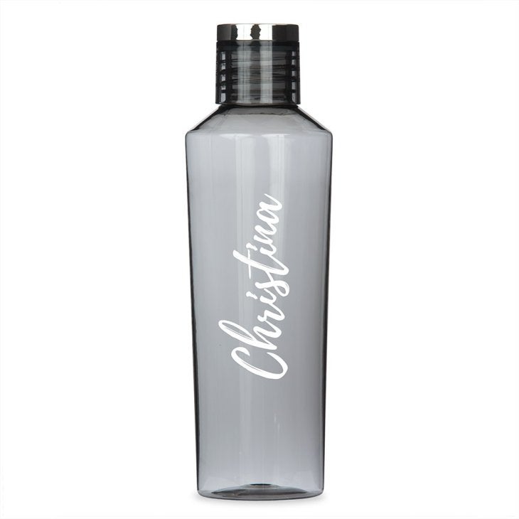 Personalized Reusable Plastic Water Bottle - Calligraphy Print