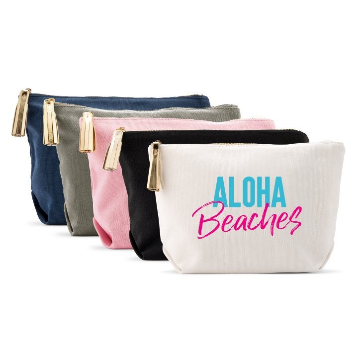 Large Personalized Canvas Makeup Bag - Aloha Beaches