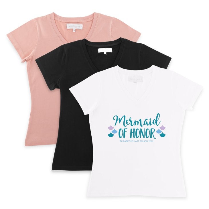Personalized Bridal Party Wedding T-Shirt - Mermaid Of Honor