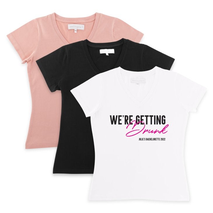 Personalized Bridal Party Wedding T-Shirt - We're Getting Drunk