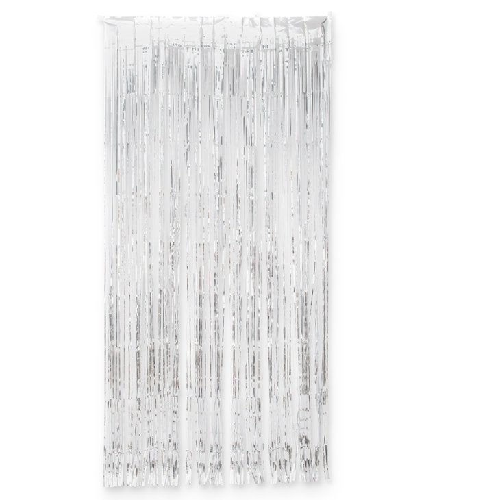 Metallic Foil Fringe Curtain Photo Backdrop - Silver