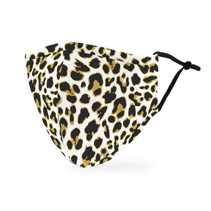 Adult Reusable, Washable 3 Ply Cloth Face Mask With Filter Pocket - Leopard Print
