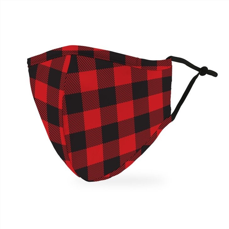 Adult Reusable, Washable 3 Ply Cloth Face Mask With Filter Pocket - Buffalo Plaid