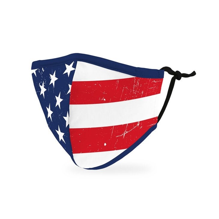 Kid's Reusable, Washable 3 Ply Cloth Face Mask With Filter Pocket - American Flag
