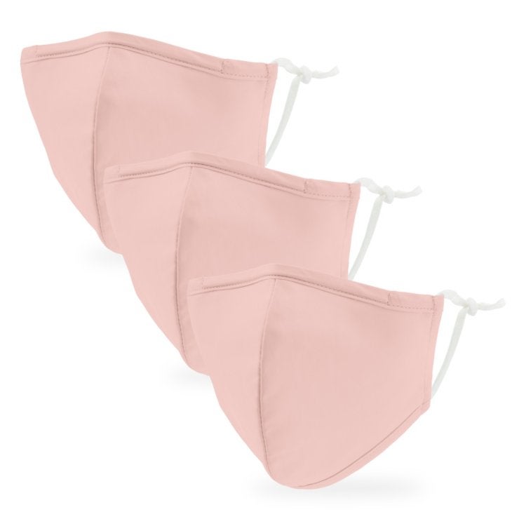 Variety 3-Pack Kid's Reusable, Washable 3 Ply Cloth Face Masks With Filter Pockets - Blush Pink