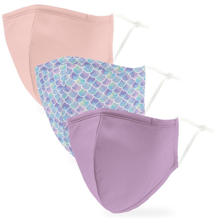 Variety 3-Pack Adult Reusable, Washable 3 Ply Cloth Face Masks With Filter Pockets - Mermaid Chic