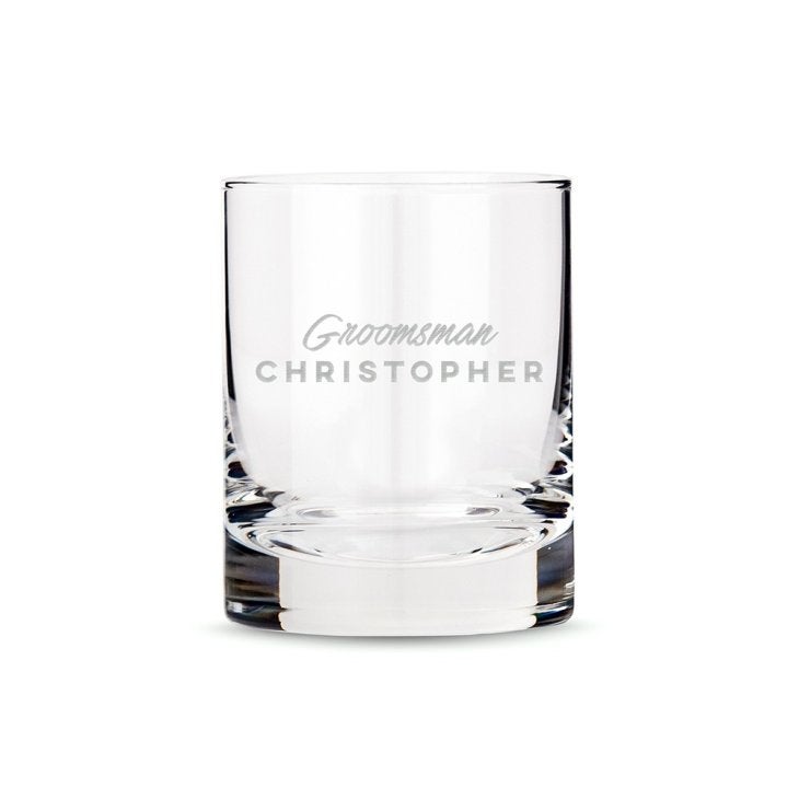Personalized Whiskey Glass - Groomsman Cursive