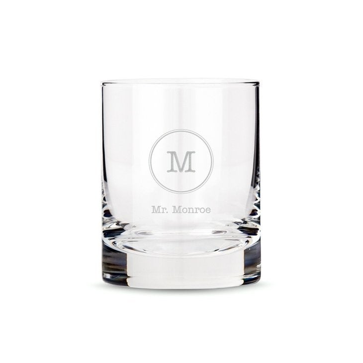 Personalized Whiskey Glasses - Circle Monogram