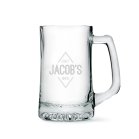 Personalized 14 Oz Glass Beer Mug - Diamond Emblem Engraving