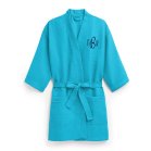 Women's Personalized Embroidered Waffle Spa Robe - Turquoise / Blue