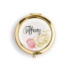 Personalized Engraved Bridal Party Compact Mirror - Modern Floral