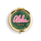 Personalized Engraved Bridal Party Compact Mirror - Aloha Palm Leaf