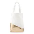 Large Gold & White Cotton Canvas Fabric Tote Bag