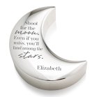 Small Personalized Silver Half Moon Jewelry Box - Shoot For The Moon Engraving