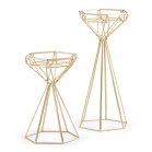 Tall Geometric Candle Holder - Gold - Set of 2