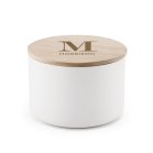 Personalized Round Wooden Jewelry Box – Modern Serif Initial Engraving 