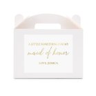 Personalized White Rectangle Paper Gift Box With Handle - Free Script