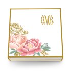 Large Personalized Modern Floral Bridal Party Gift Box With Magnetic Lid - Script Monogram