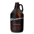 Personalized Amber Glass Beer Growler - Vintage Cursive Print